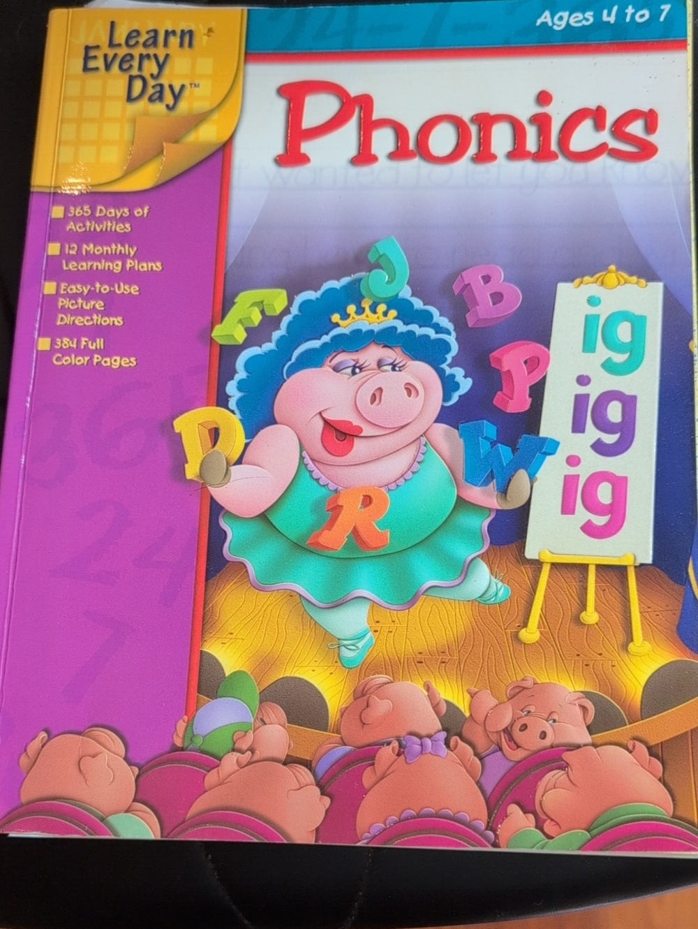 Learn Every Day Phonics Activity Book for Kids - Colorful Pink & Purple